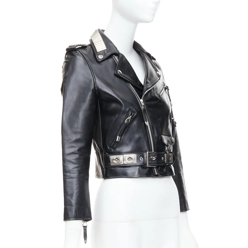 Toga Archives Charm Zip Biker Black Leather Good - Inside View