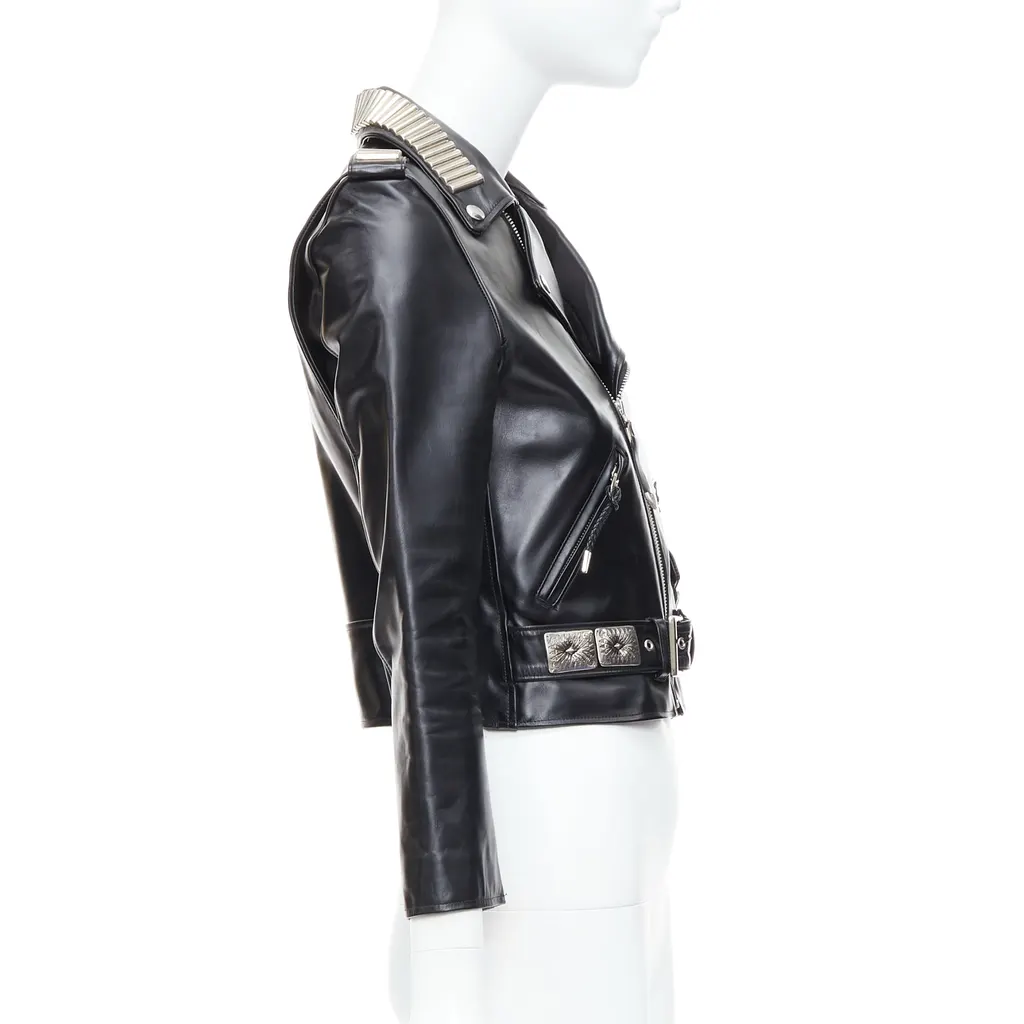 Toga Archives Charm Zip Biker Black Leather Good - Model View
