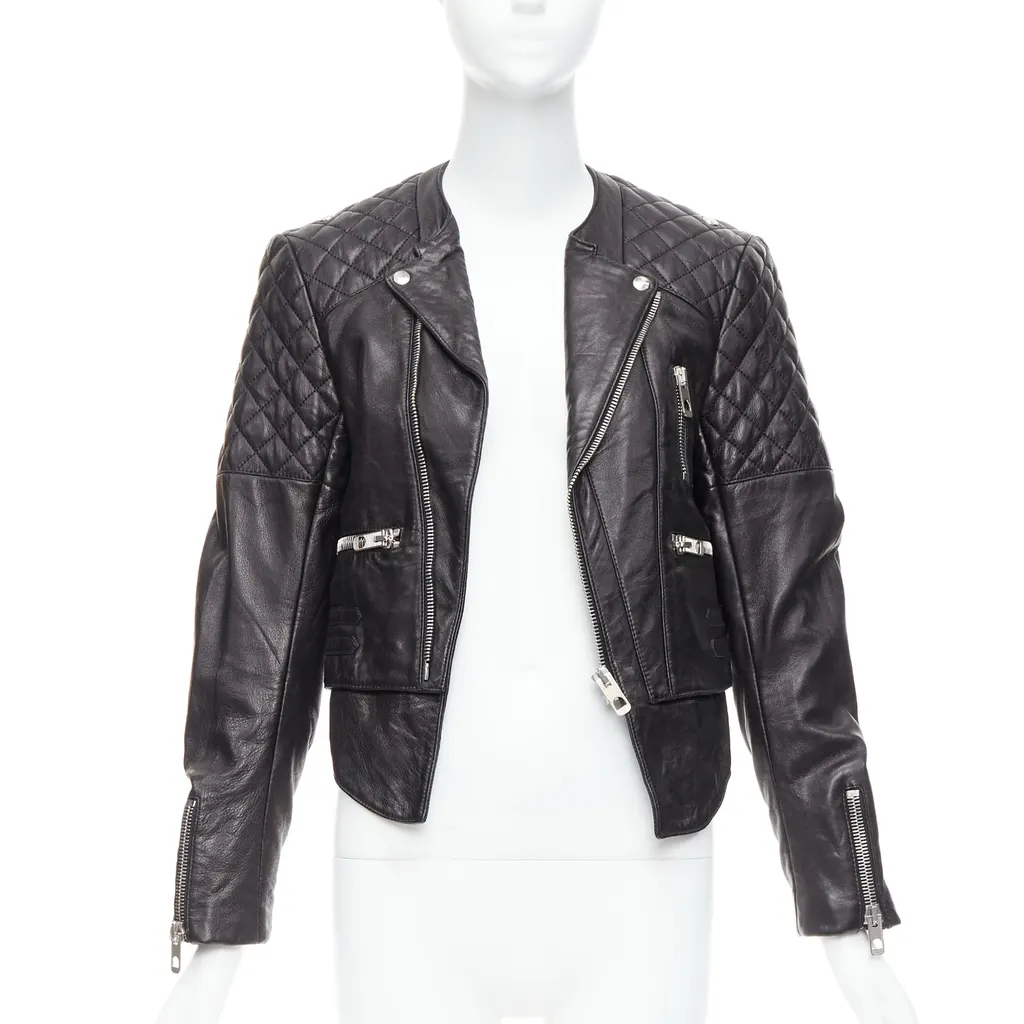 Balenciaga Quilted Moto Jacket Black Leather Good - Inside View