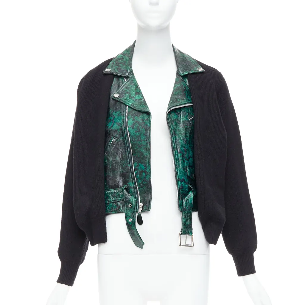 Toga Archives Biker Cardigan Green Leather Good - Inside View