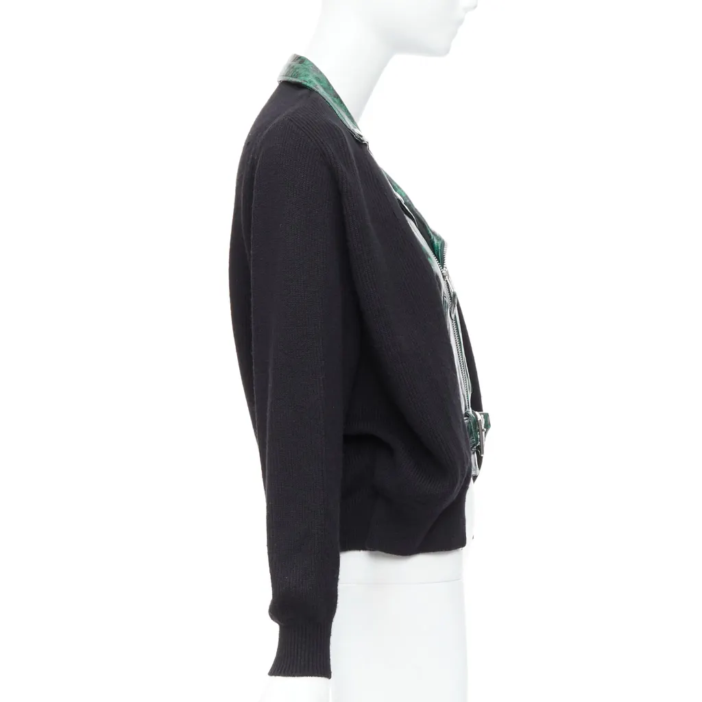 Toga Archives Biker Cardigan Green Leather Good - Box View