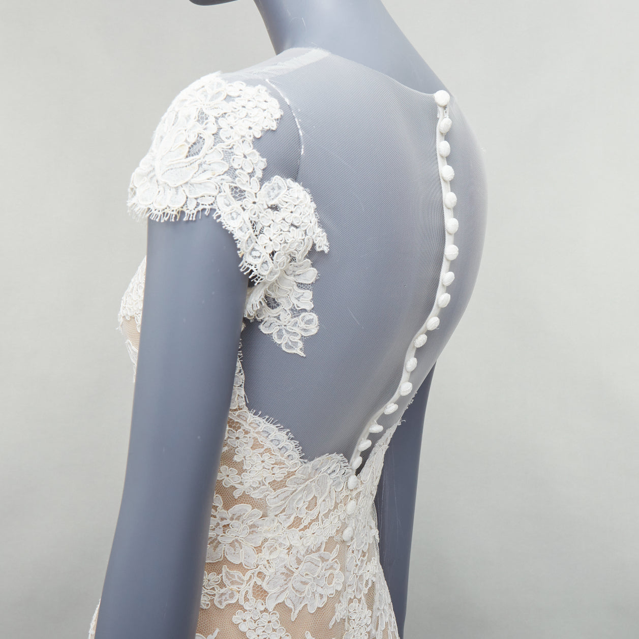 Reem Acra Lace Silk Wedding Gown - Back view