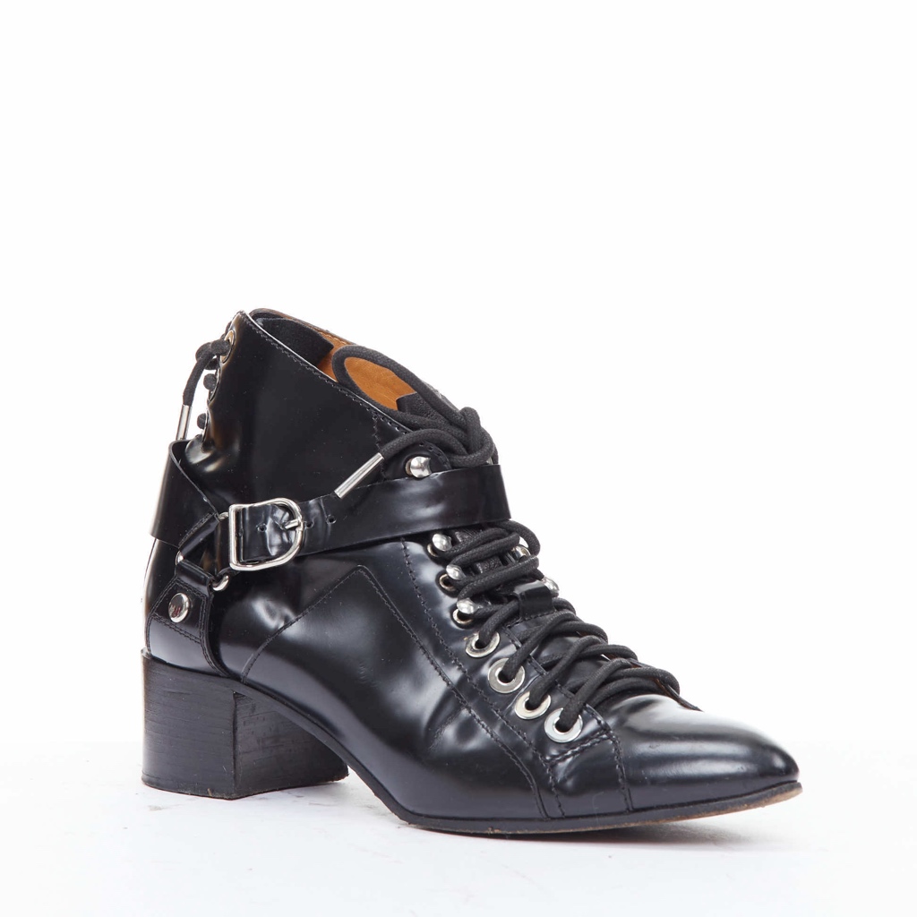 Balenciaga Scalloped Gold Heel Boots - Back view