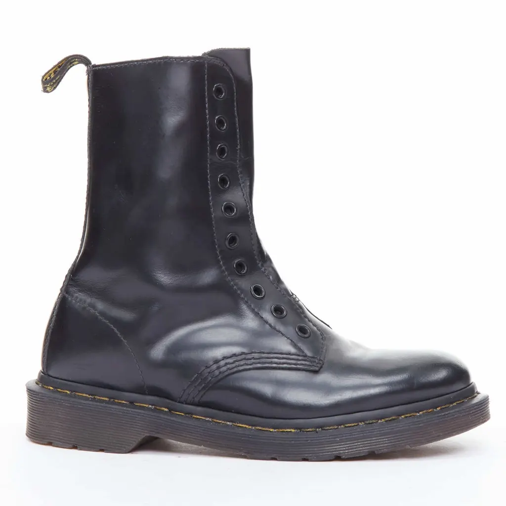 Vetements Laceless Combat Boots Black Leather Fair - Back View