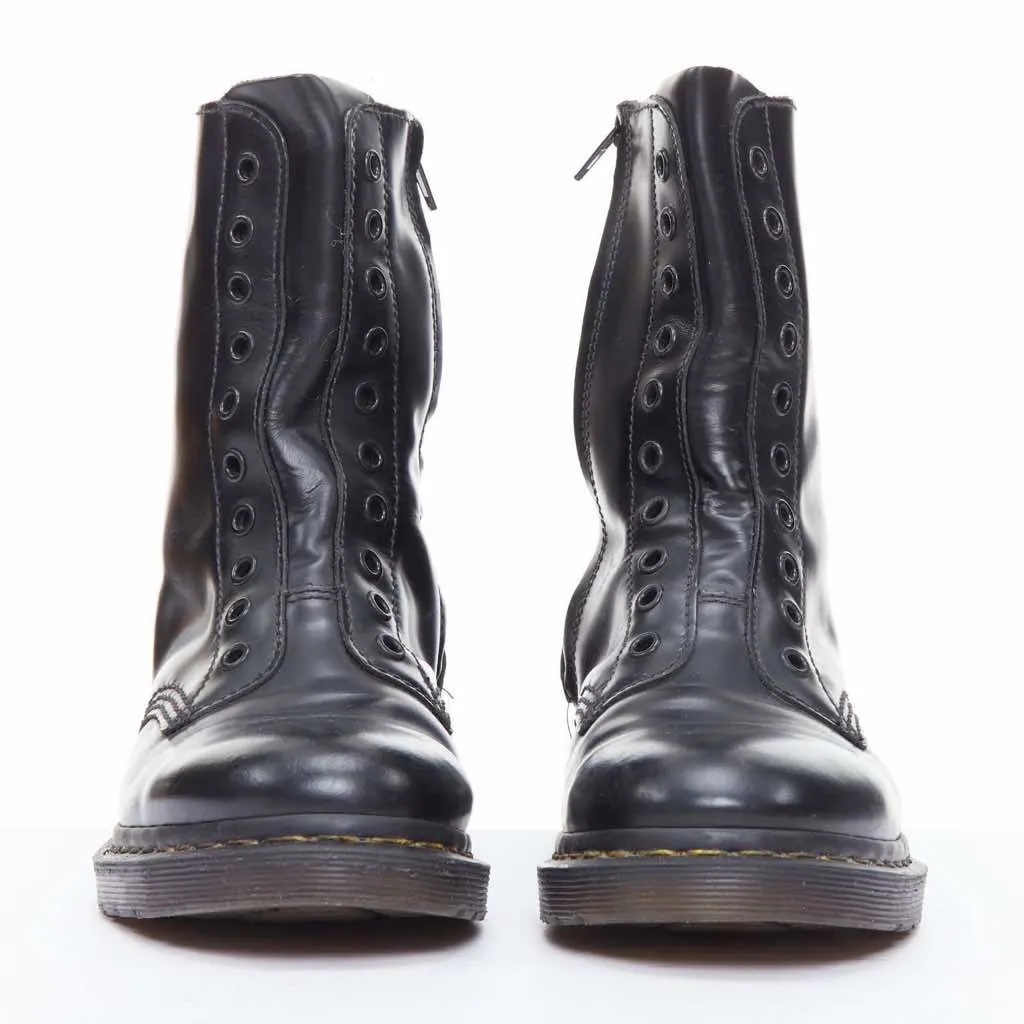 Vetements Laceless Combat Boots Black Leather Fair - Inside View