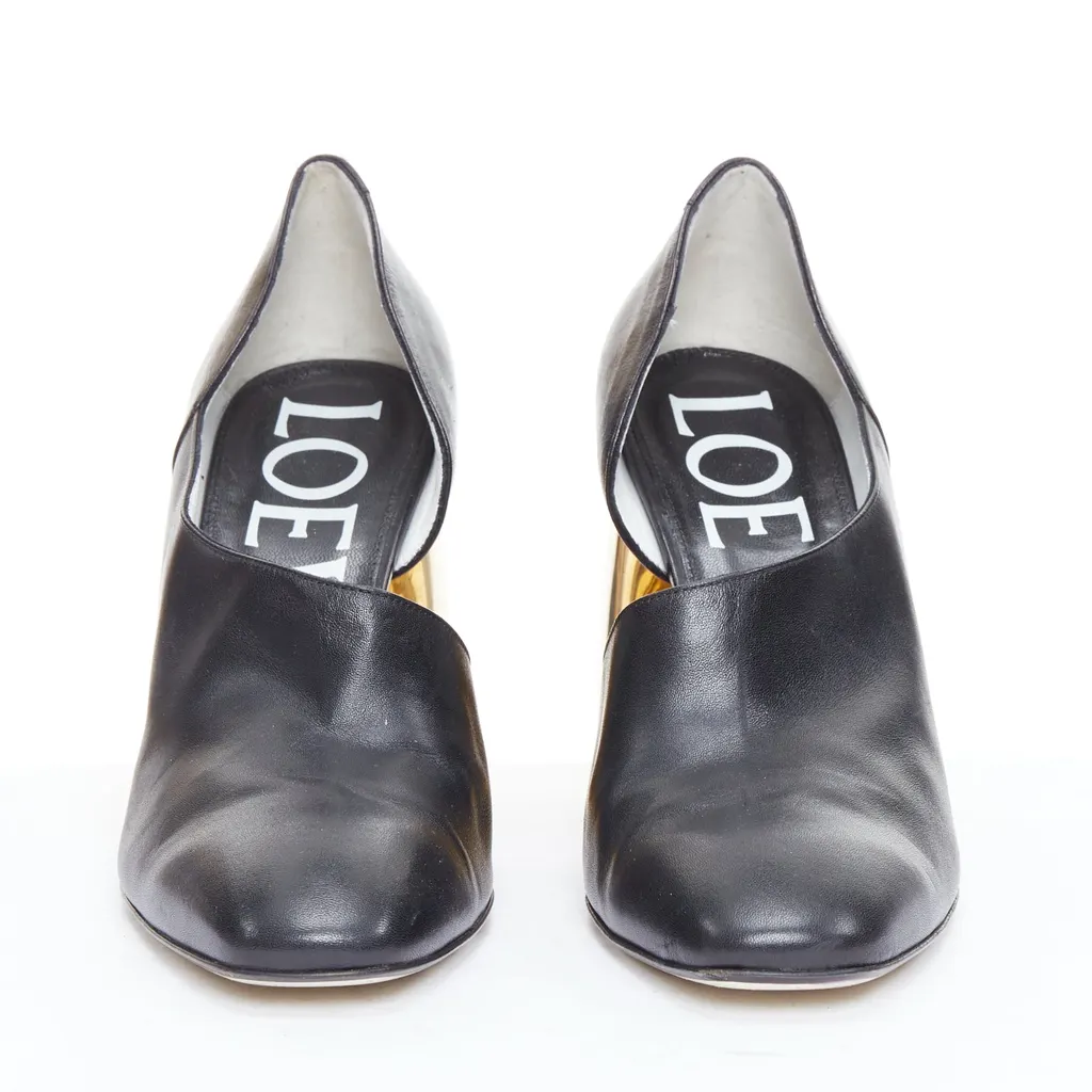 Loewe Curved Heel Shoes Black Leather Good - Inside View