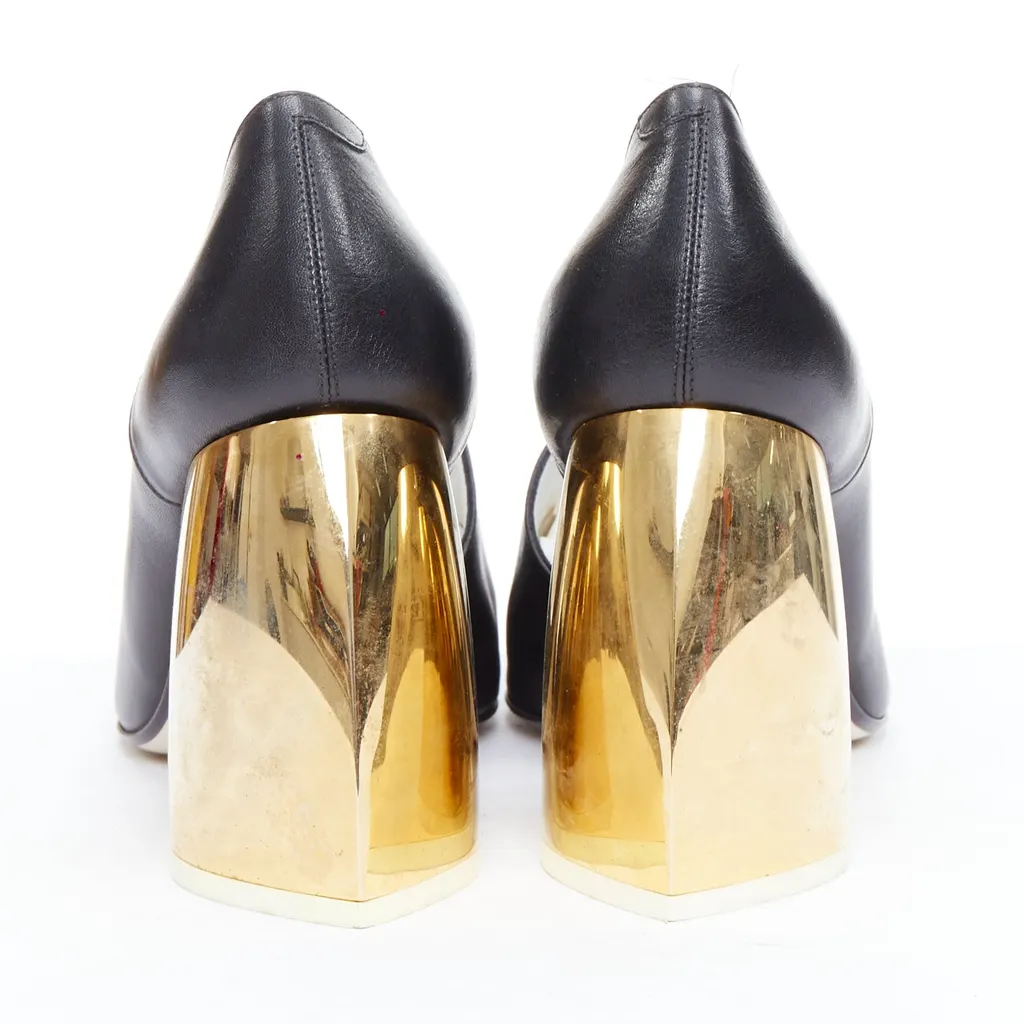 Loewe Curved Heel Shoes Black Leather Good - Box View