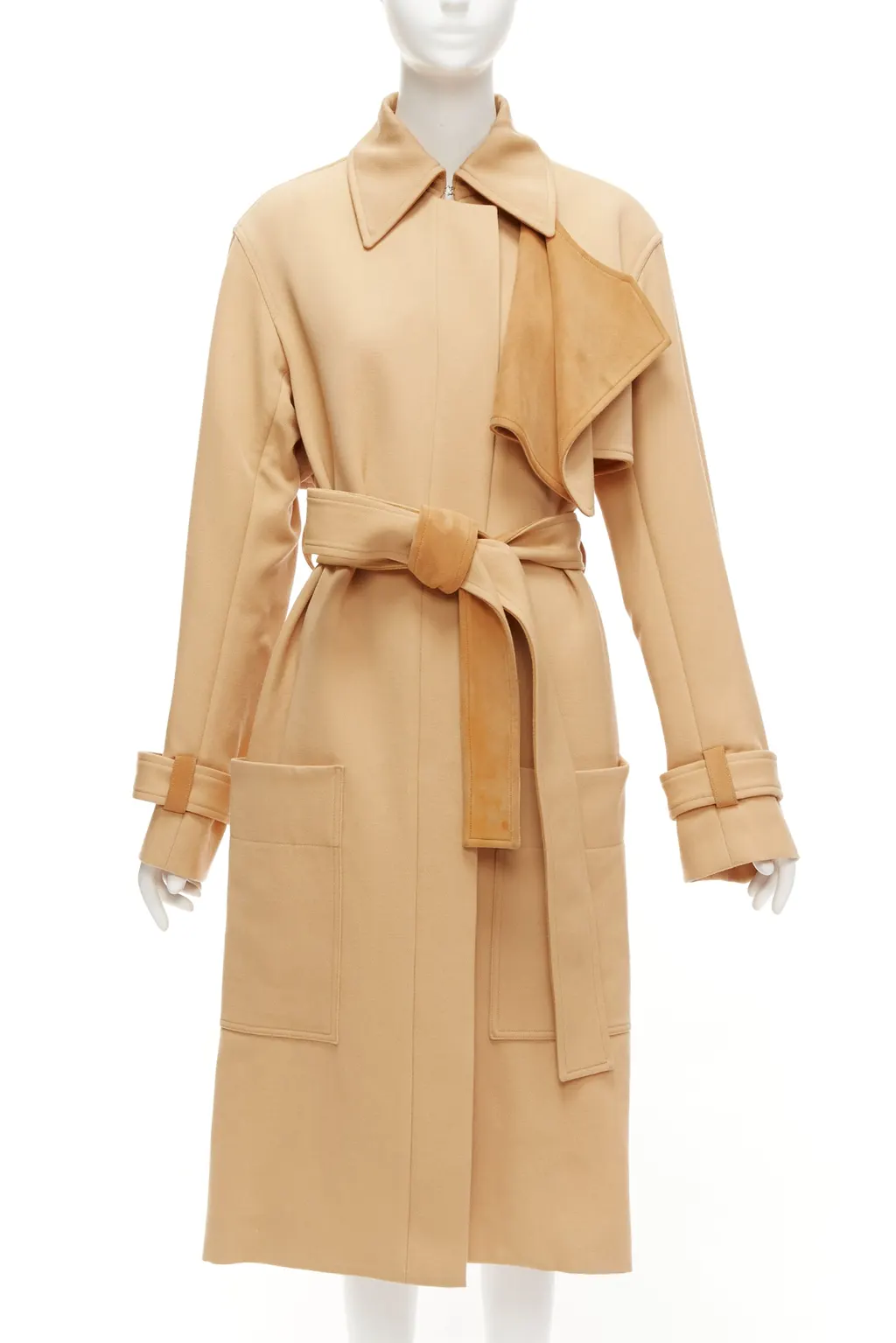 Celine Tan Deconstructed Trench Brown Wool Very good - Front View