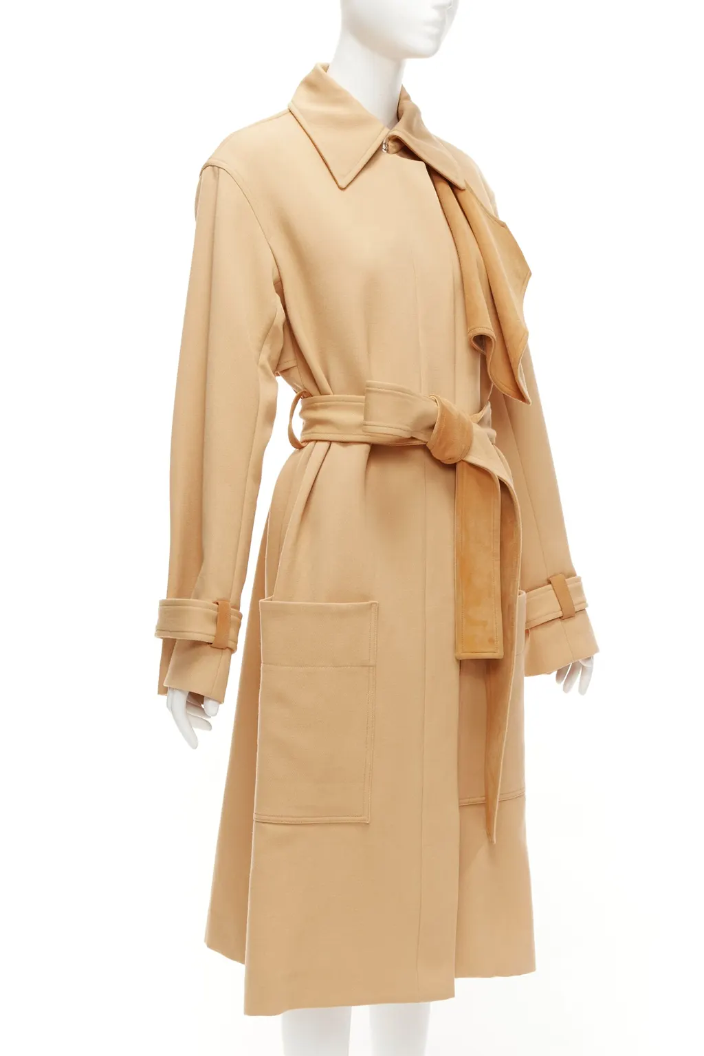 Celine Tan Deconstructed Trench Brown Wool Very good - Model View