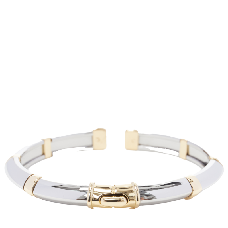 Bvlgari White Yellow Gold Bangle