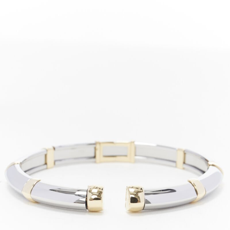 Bvlgari White Yellow Gold Bangle - 4