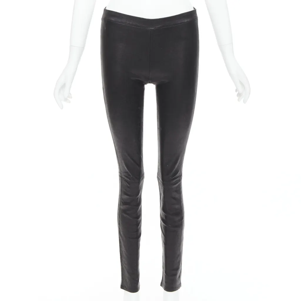 J Brand Pinstripe Crop Pants Black Leather Good - Front View
