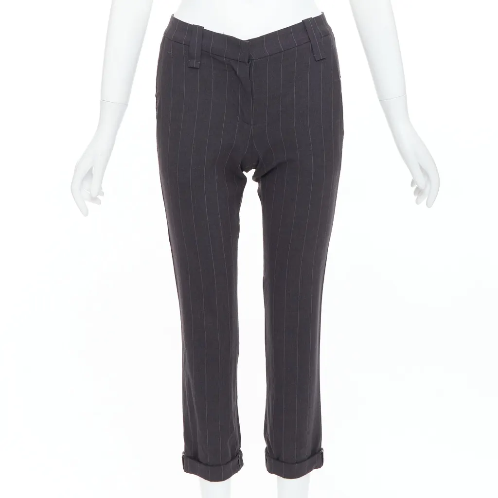 Brunello Cucinelli Twill Tapered Pants Grey Wool Very good - Front View