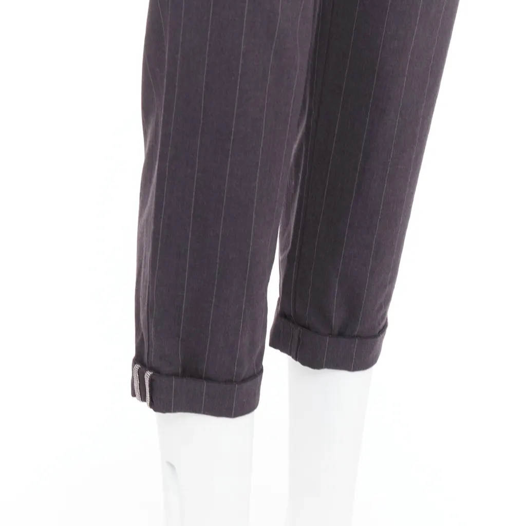 Brunello Cucinelli Twill Tapered Pants Grey Wool Very good - Back View