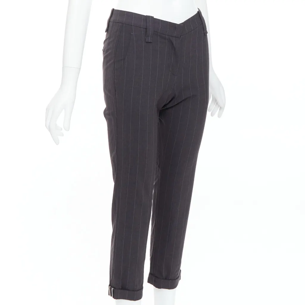 Brunello Cucinelli Twill Tapered Pants Grey Wool Very good - Inside View