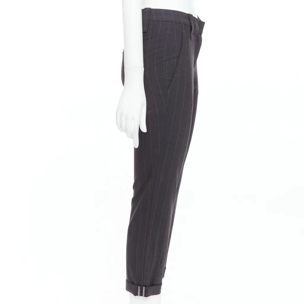 Brunello Cucinelli Twill Tapered Pants Grey Wool Very good - Model View