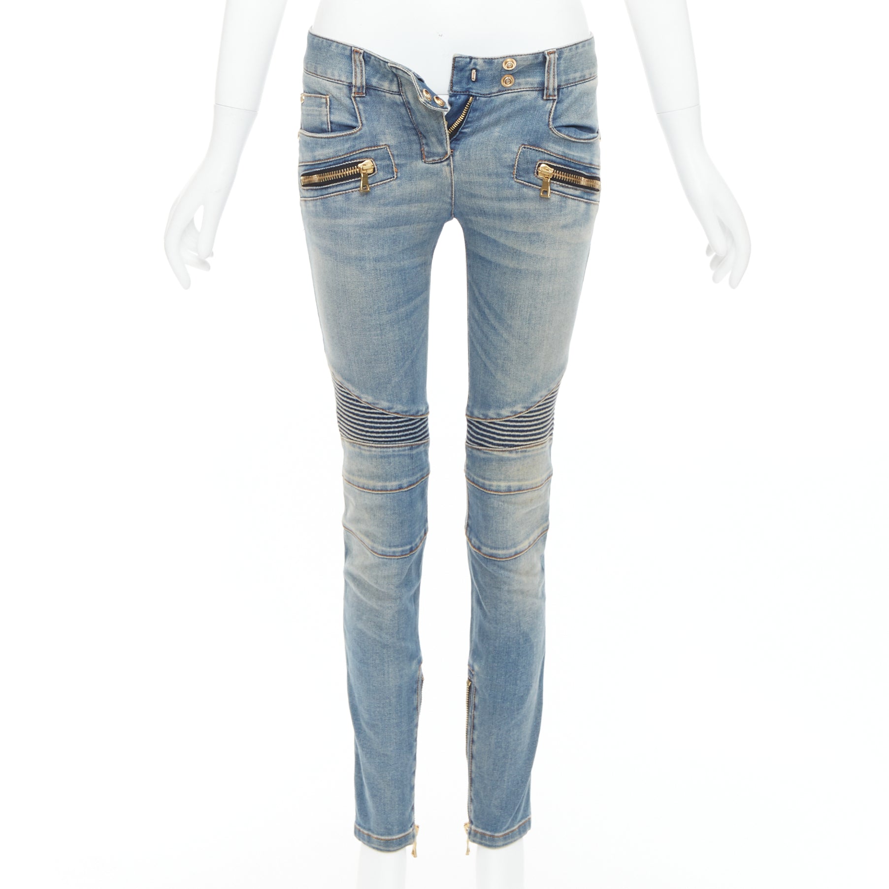Balmain Ribbed Moto Jeans