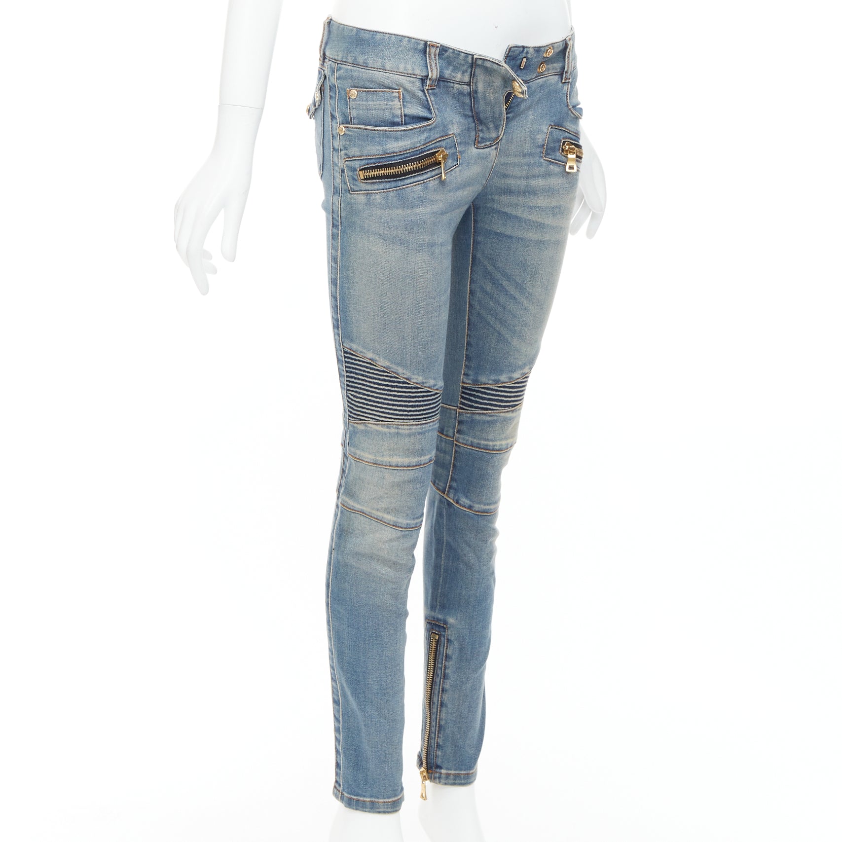 Balmain Ribbed Moto Jeans - Image 6