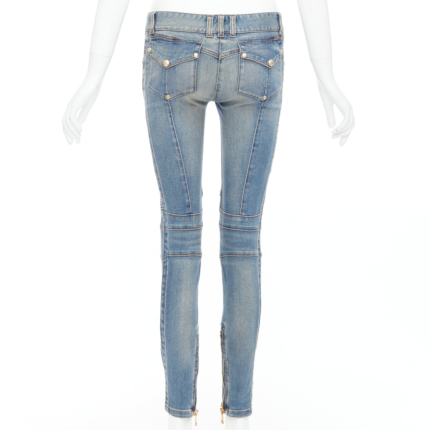 Balmain Ribbed Moto Jeans - Side view