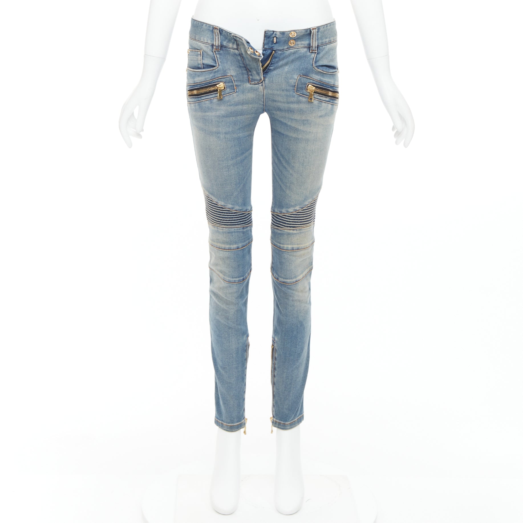 Balmain Ribbed Moto Jeans - Image 11