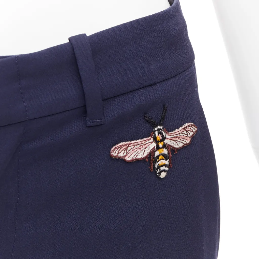 Gucci Bee Flared Pants Navy Wool Very good - Back View