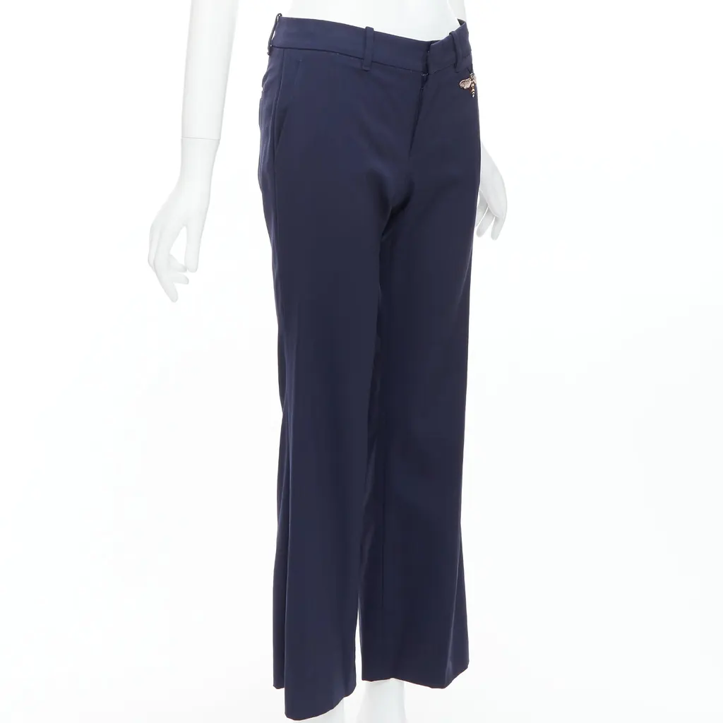 Gucci Bee Flared Pants Navy Wool Very good - Inside View