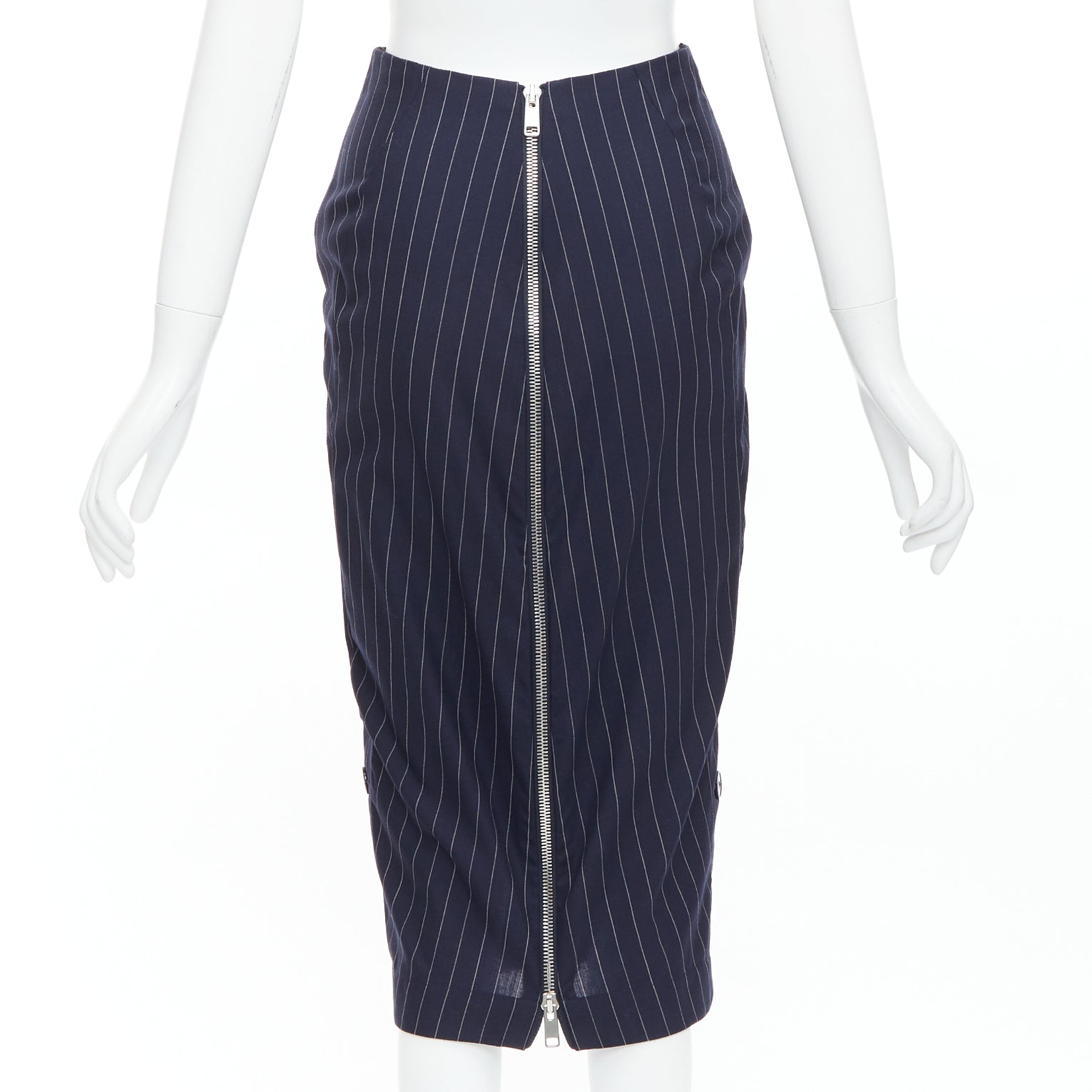 Victoria Beckham Pinstriped Pencil Skirt - Side view