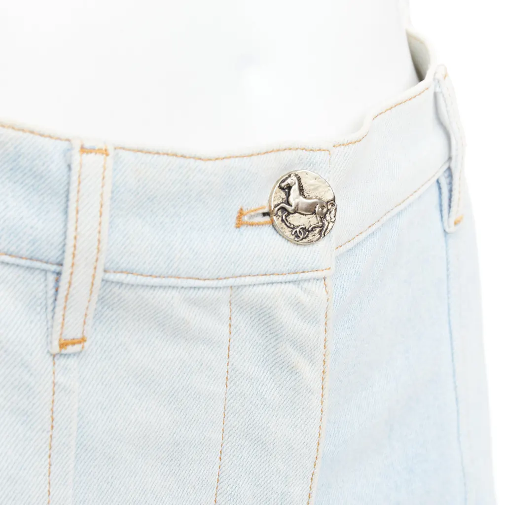 Chanel Denim Button Shorts Blue Fair - Back View