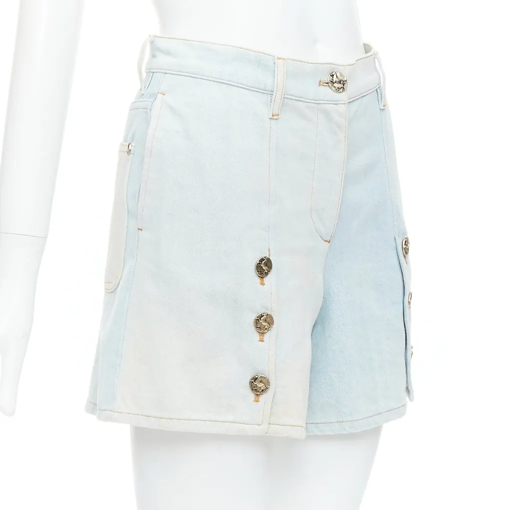 Chanel Denim Button Shorts Blue Fair - Inside View