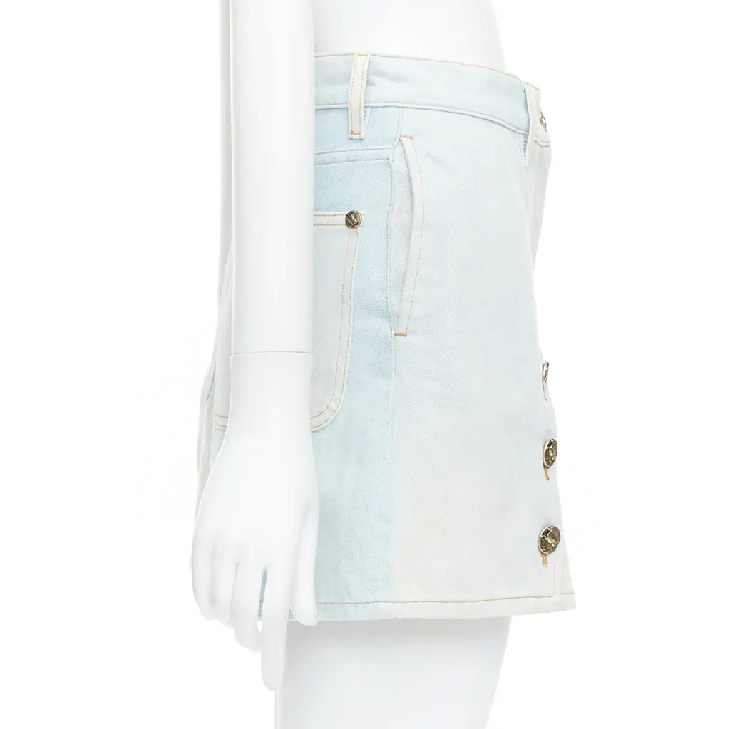 Chanel Denim Button Shorts Blue Fair - Model View