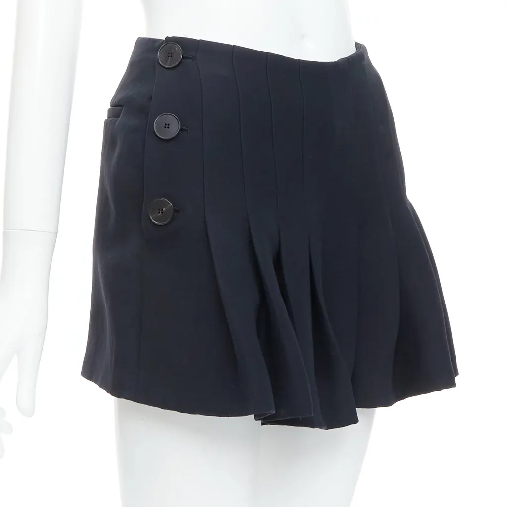 Dior Nautical Pleat Skirt Black Wool Very good - Front View