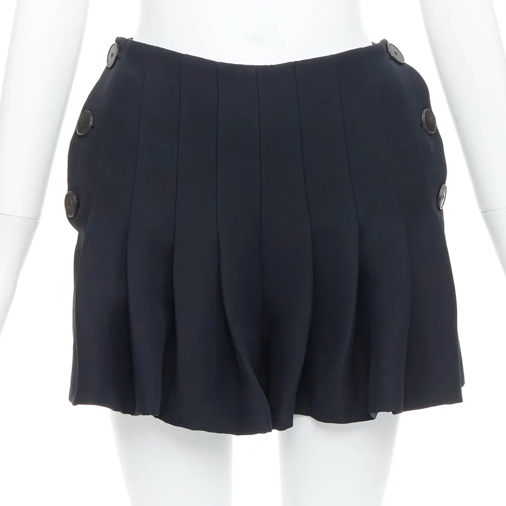 Dior Nautical Pleat Skirt Black Wool Very good - Back View