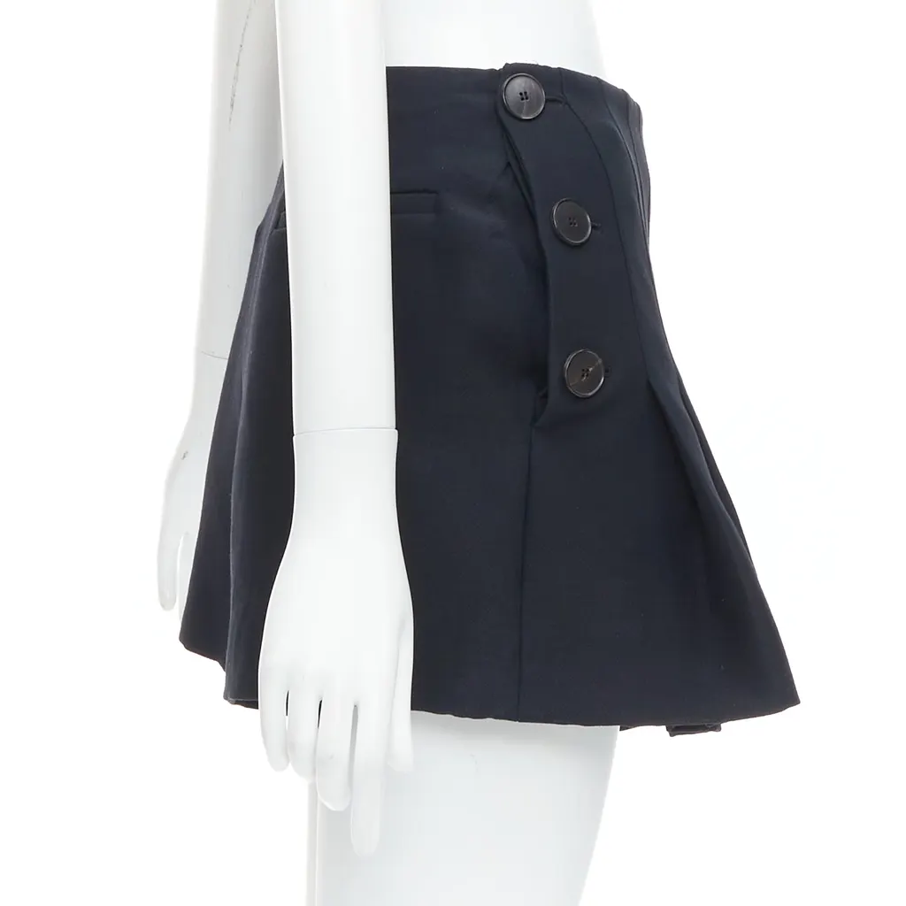 Dior Nautical Pleat Skirt Black Wool Very good - Inside View