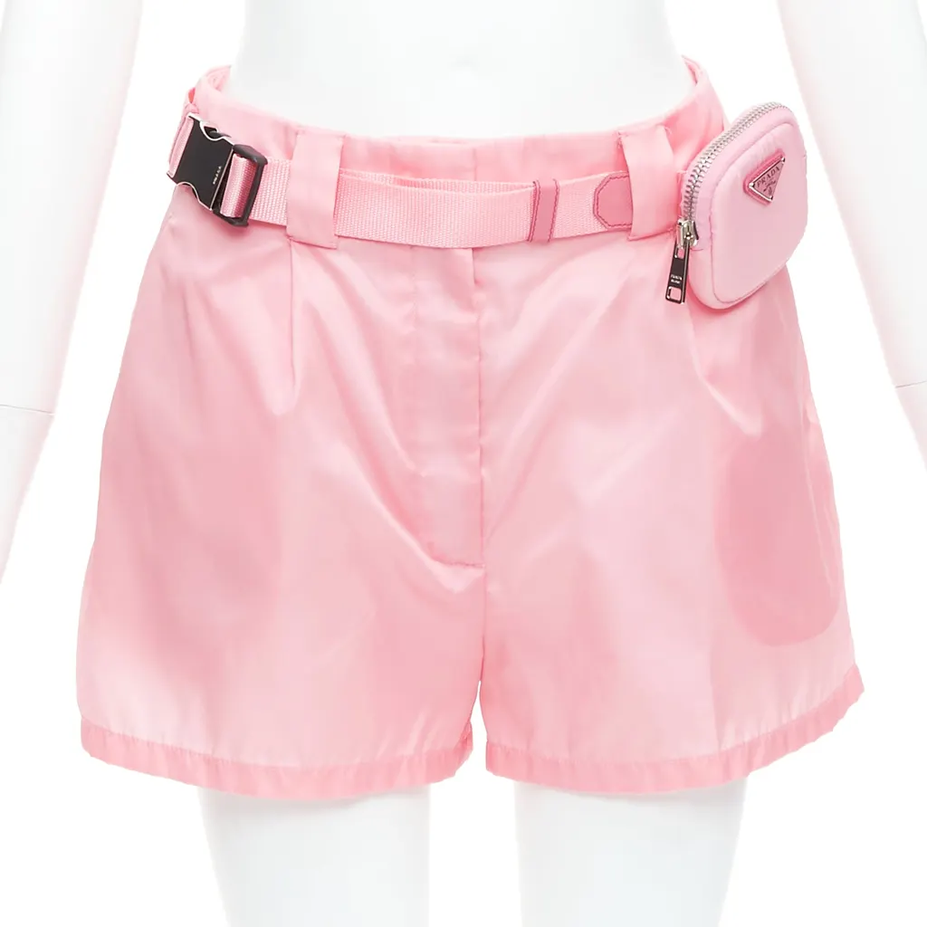 Prada Logo Pouch Shorts Pink Very good - Front View