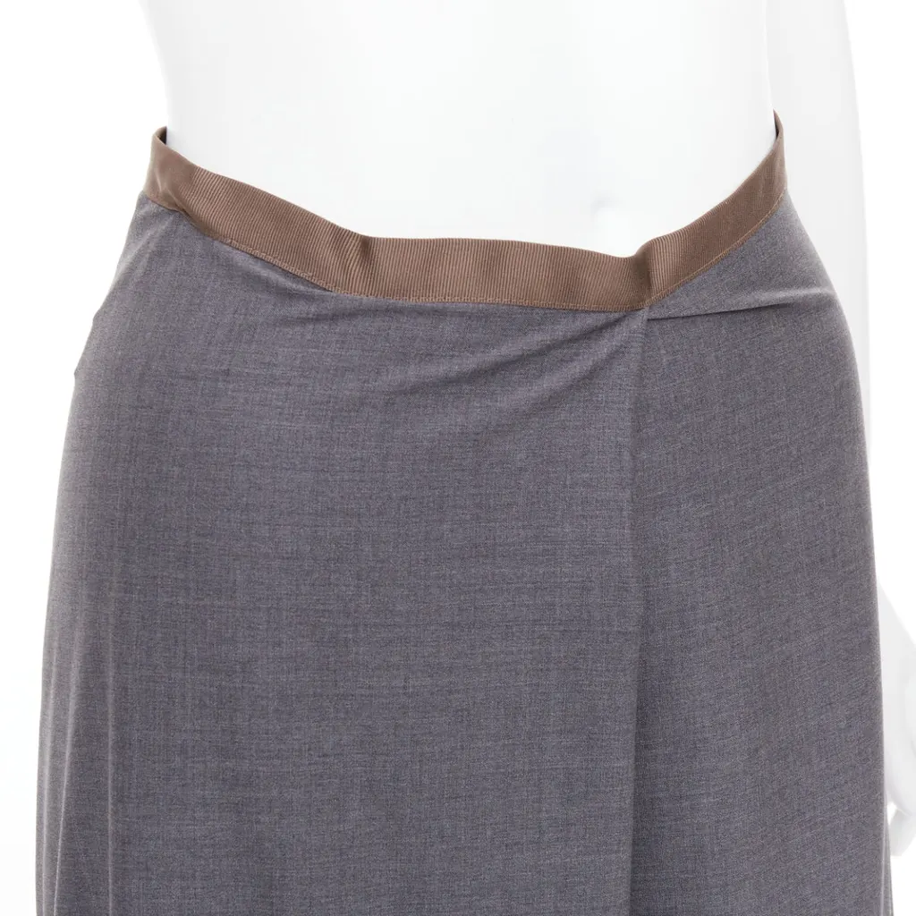 Brunello Cucinelli High Low Skirt Grey Wool Very good - Back View