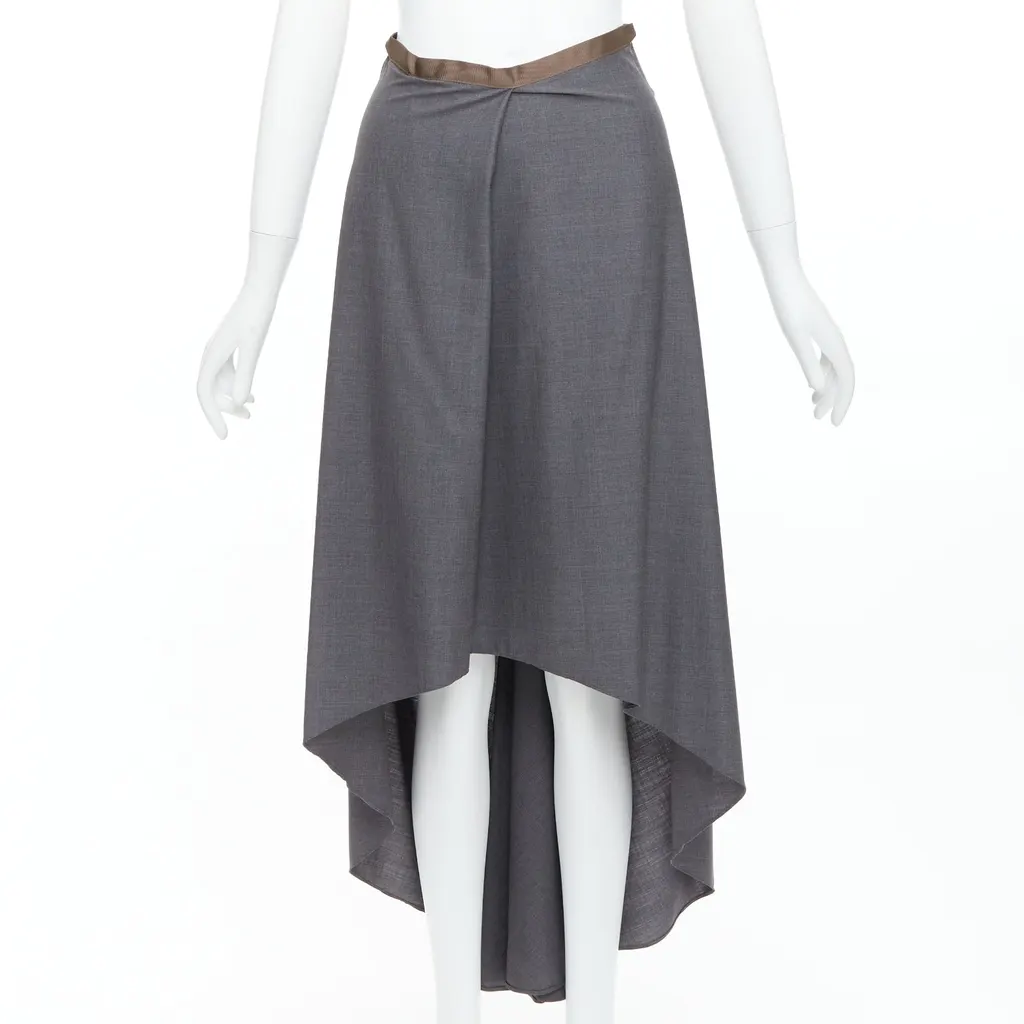 Brunello Cucinelli High Low Skirt Grey Wool Very good - Inside View
