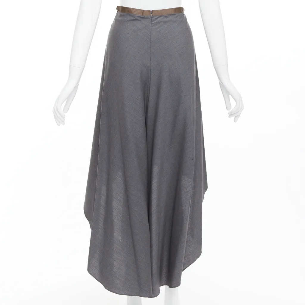 Brunello Cucinelli High Low Skirt Grey Wool Very good - Box View