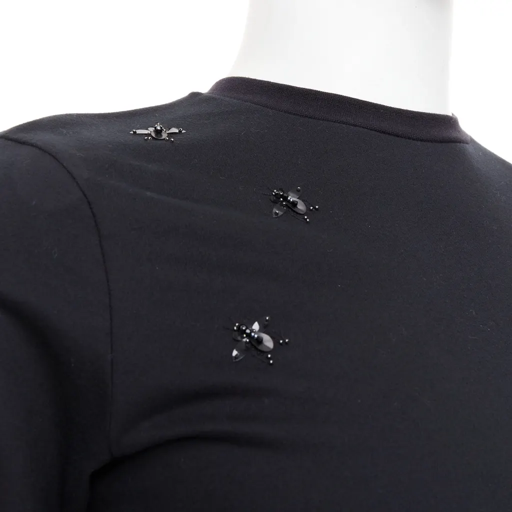 Dior Sequin Bee T-Shirt Black Cotton Very good - Back View