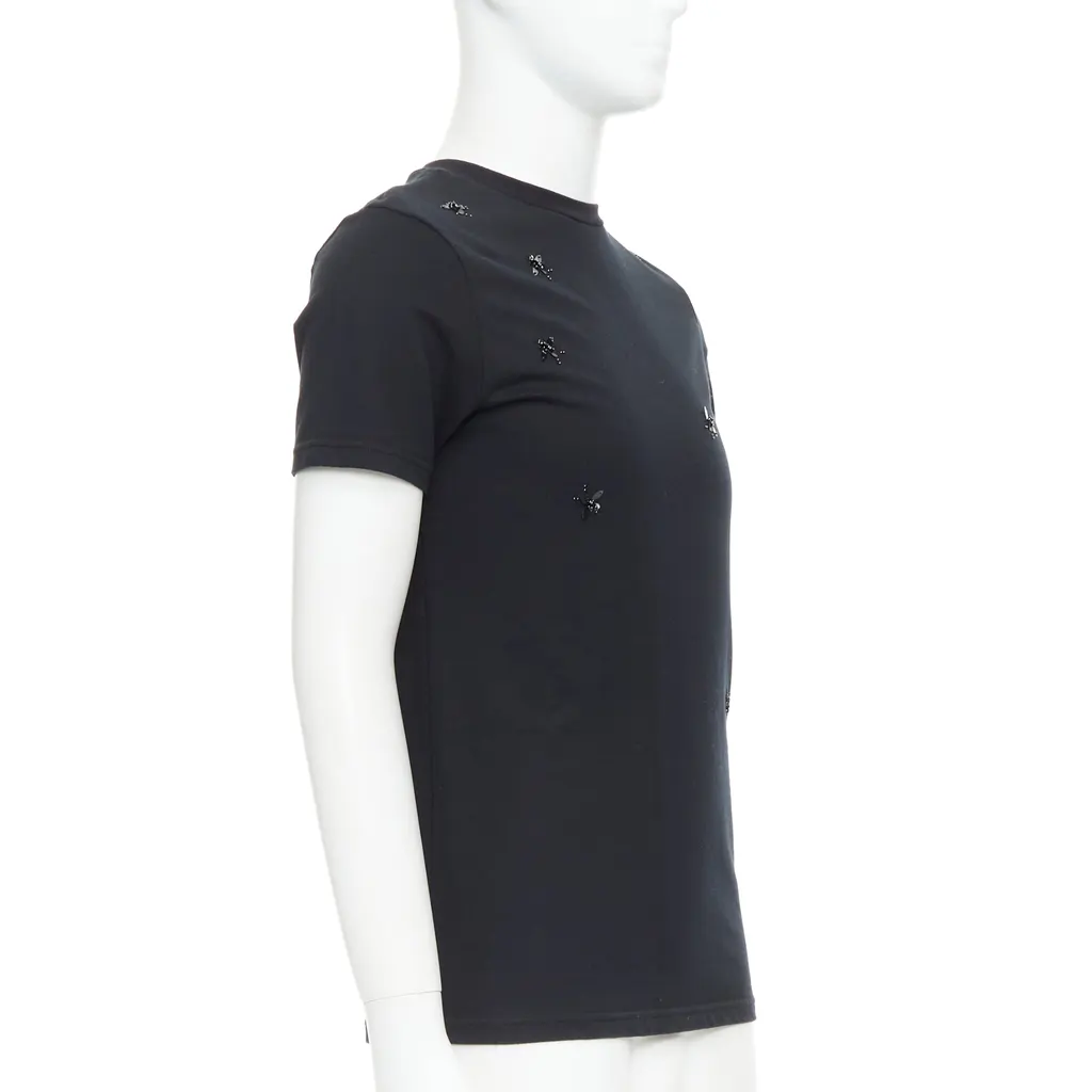 Dior Sequin Bee T-Shirt Black Cotton Very good - Inside View