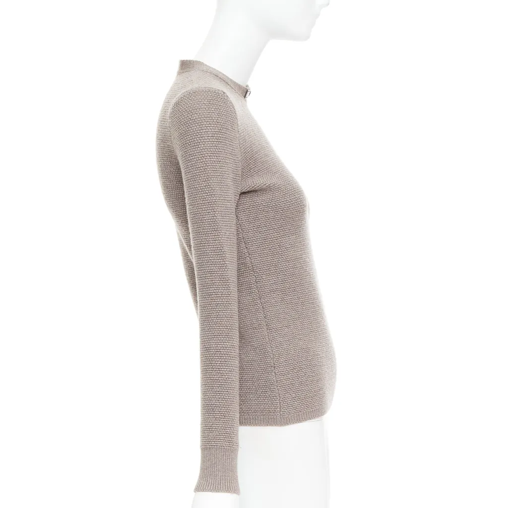 Tom Ford Leather Collar Sweater Khaki Wool Very good - Box View