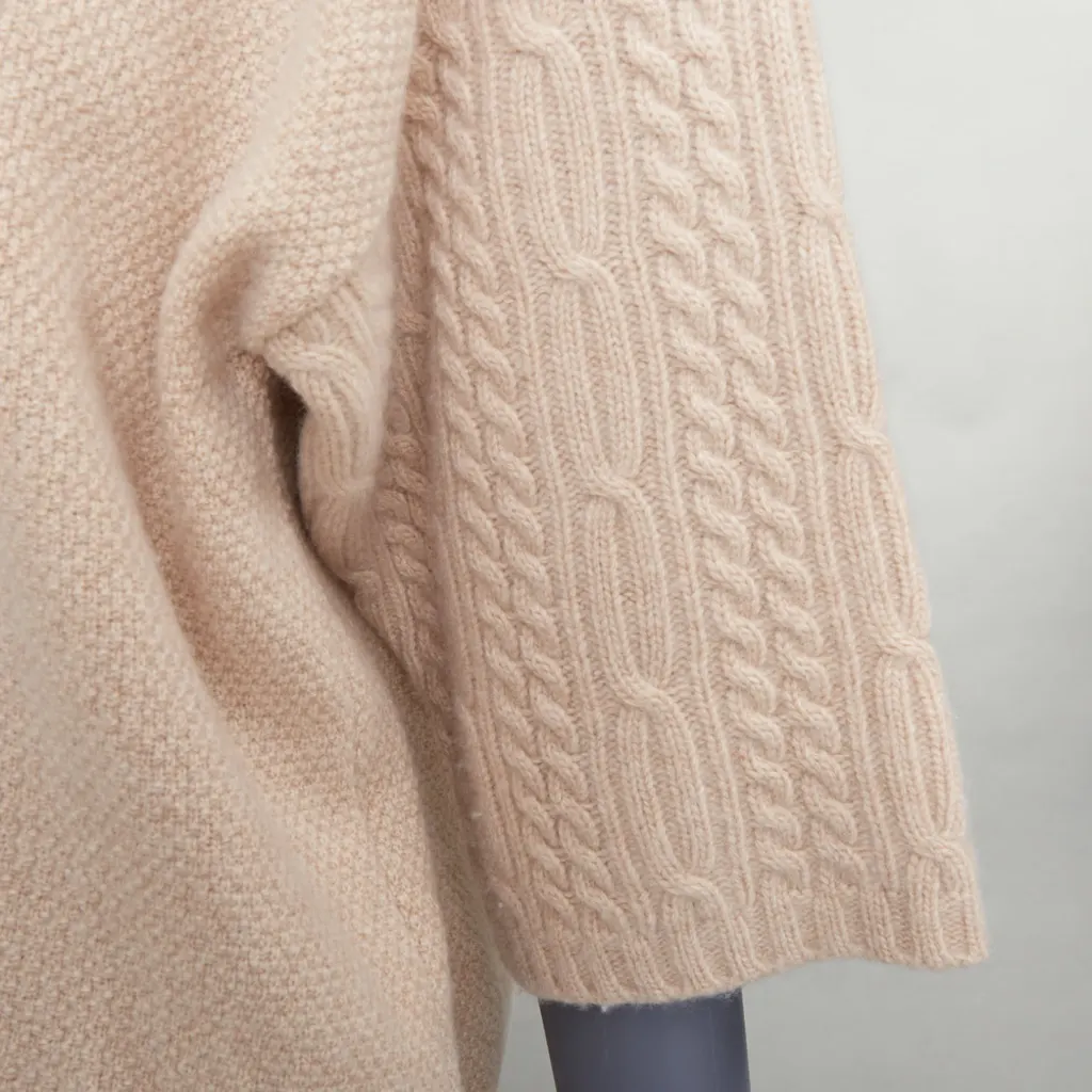 Max Mara Cable Knit Sleeve Sweater Beige Wool Very good - Back View
