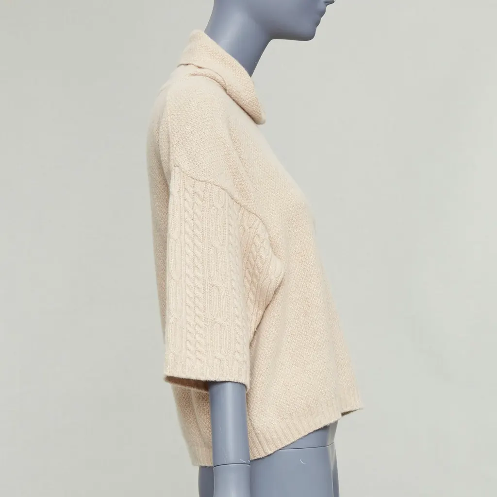Max Mara Cable Knit Sleeve Sweater Beige Wool Very good - Model View