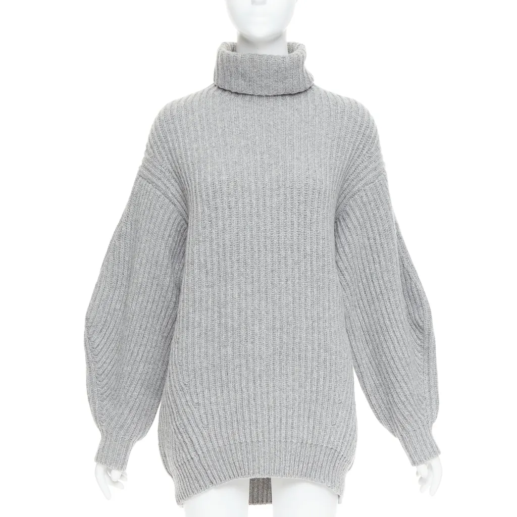 Acne Studios Chunky Turtleneck Sweater Grey Wool Very good - Front View