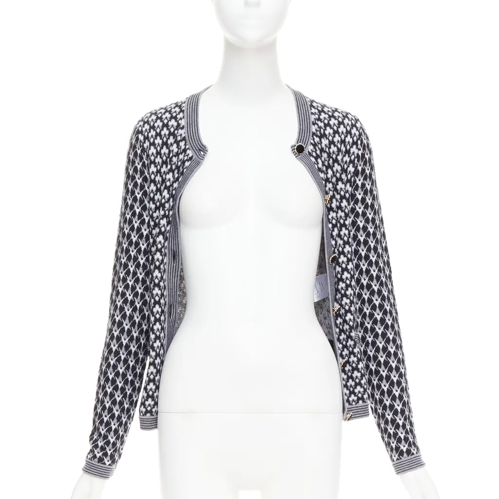 Chanel Velvet Button Cardigan Black Cashmere Very good - Inside View