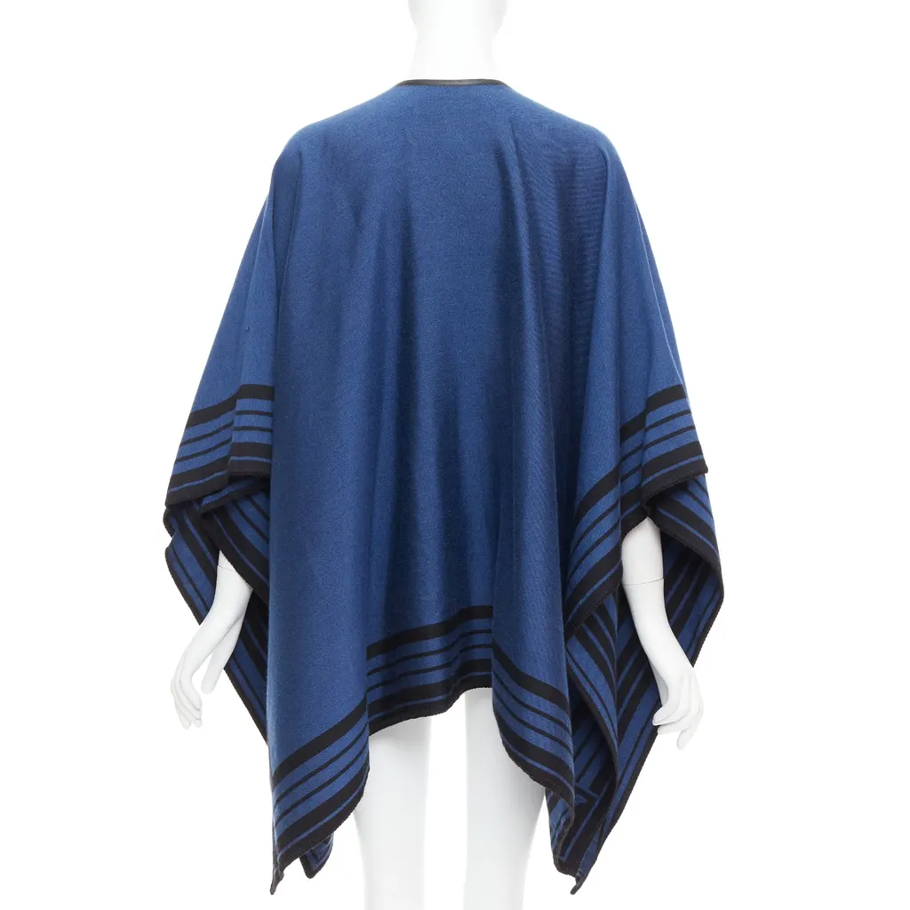 Louis Vuitton Cashmere Tassel Poncho Blue Cashmere Good - Box View