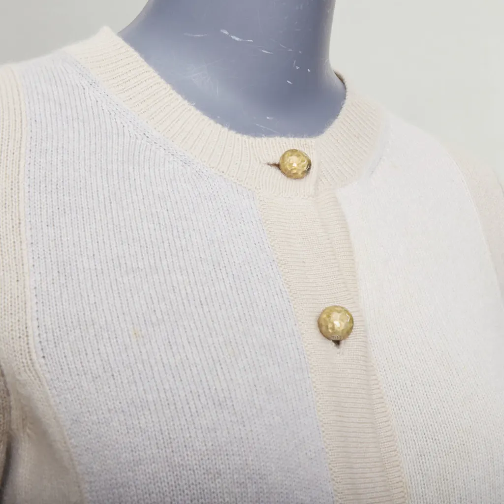 Chanel Colorblocked Cardigan Beige Cashmere Good - Back View