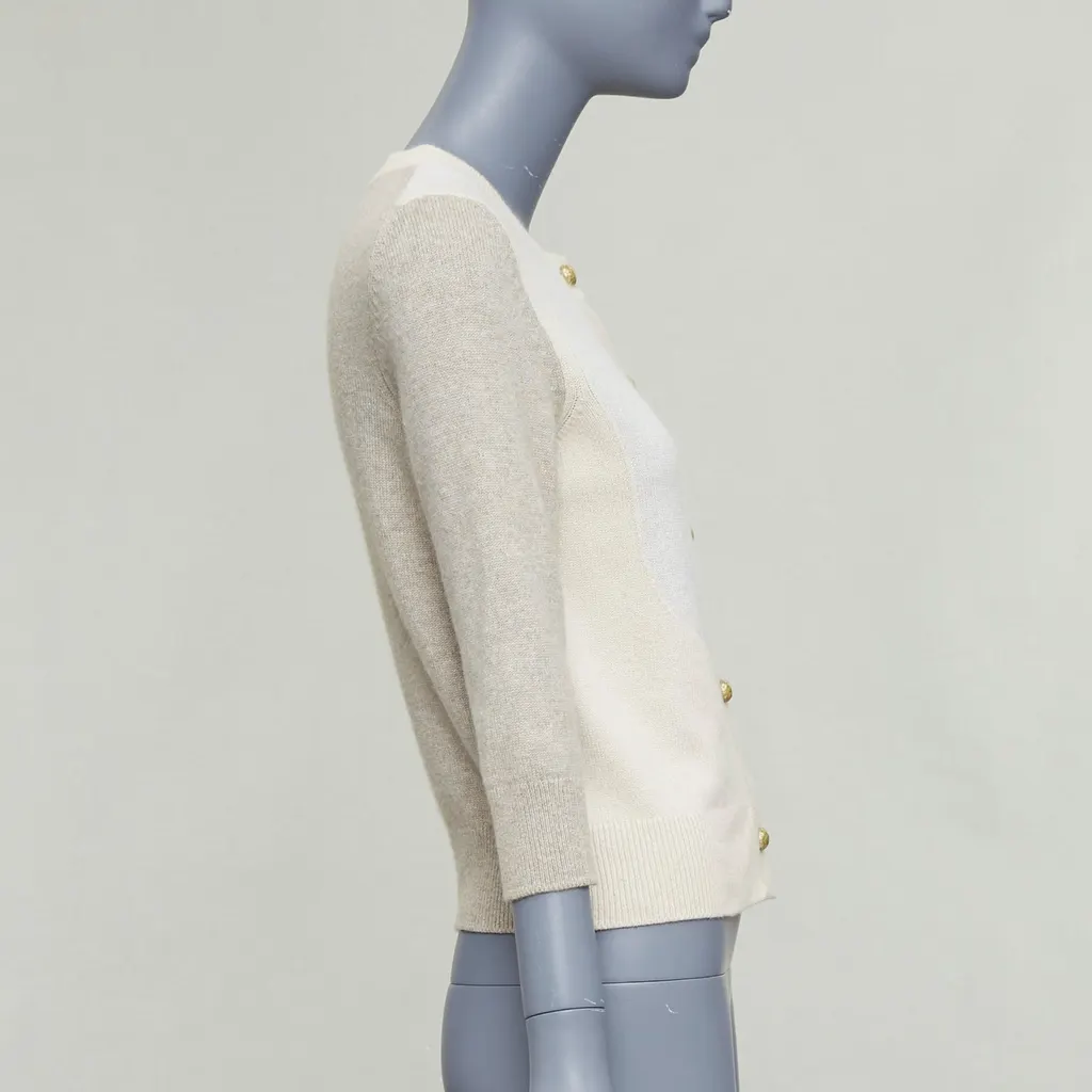Chanel Colorblocked Cardigan Beige Cashmere Good - Box View