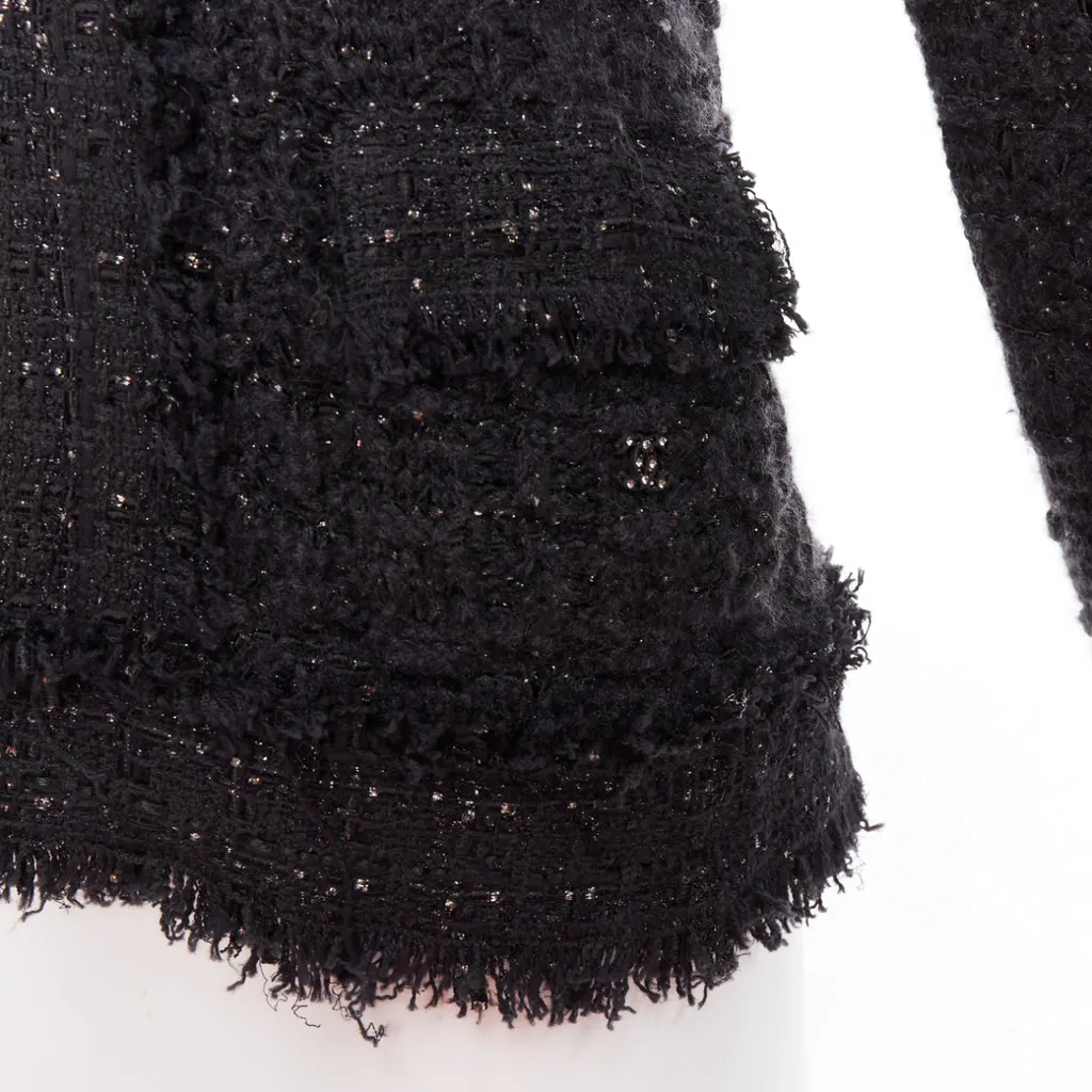 Chanel Metallic Tweed Cardigan Black Viscose Very good - Back View