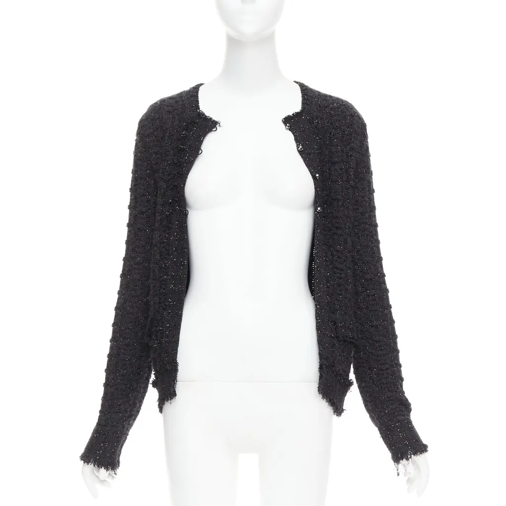 Chanel Metallic Tweed Cardigan Black Viscose Very good - Inside View