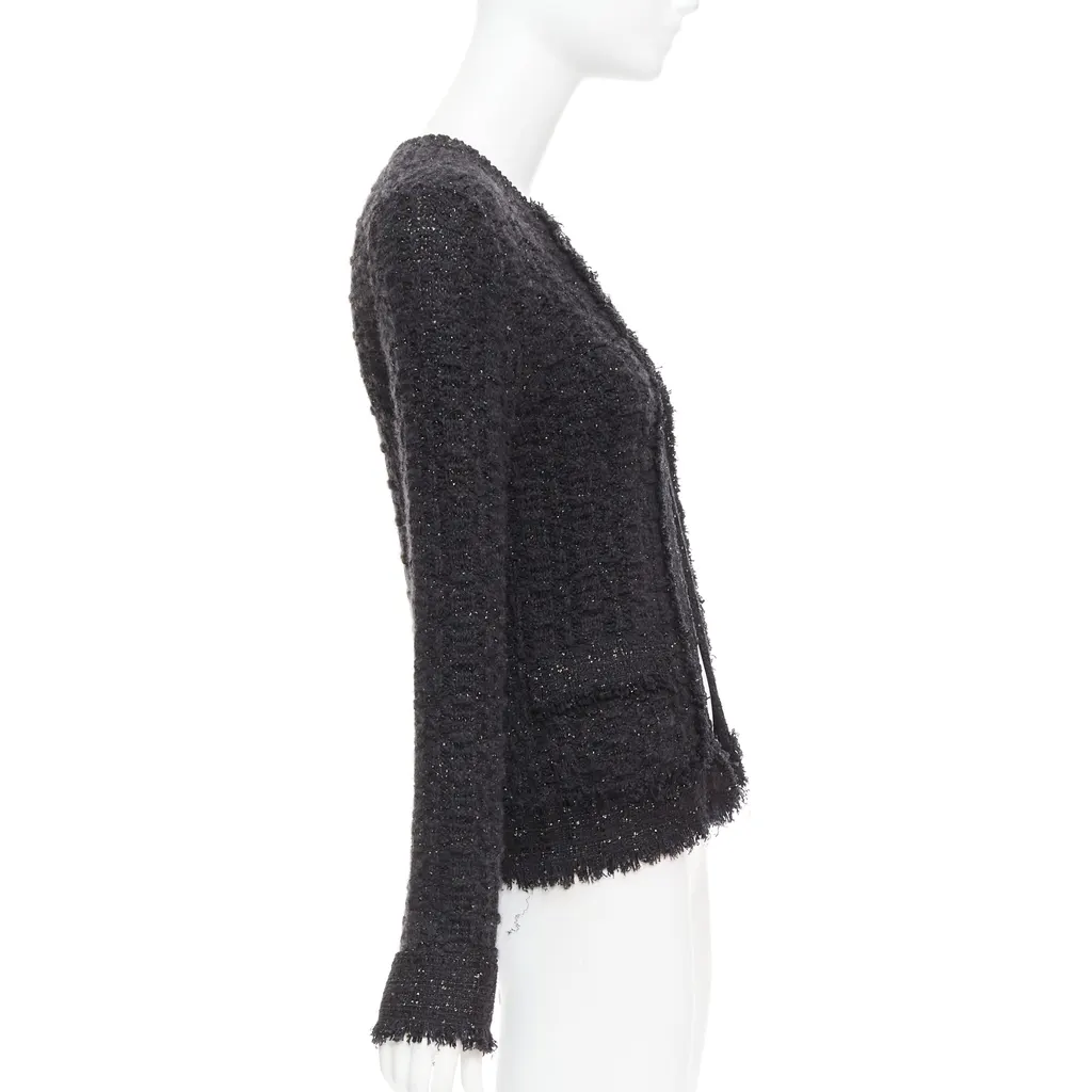 Chanel Metallic Tweed Cardigan Black Viscose Very good - Box View